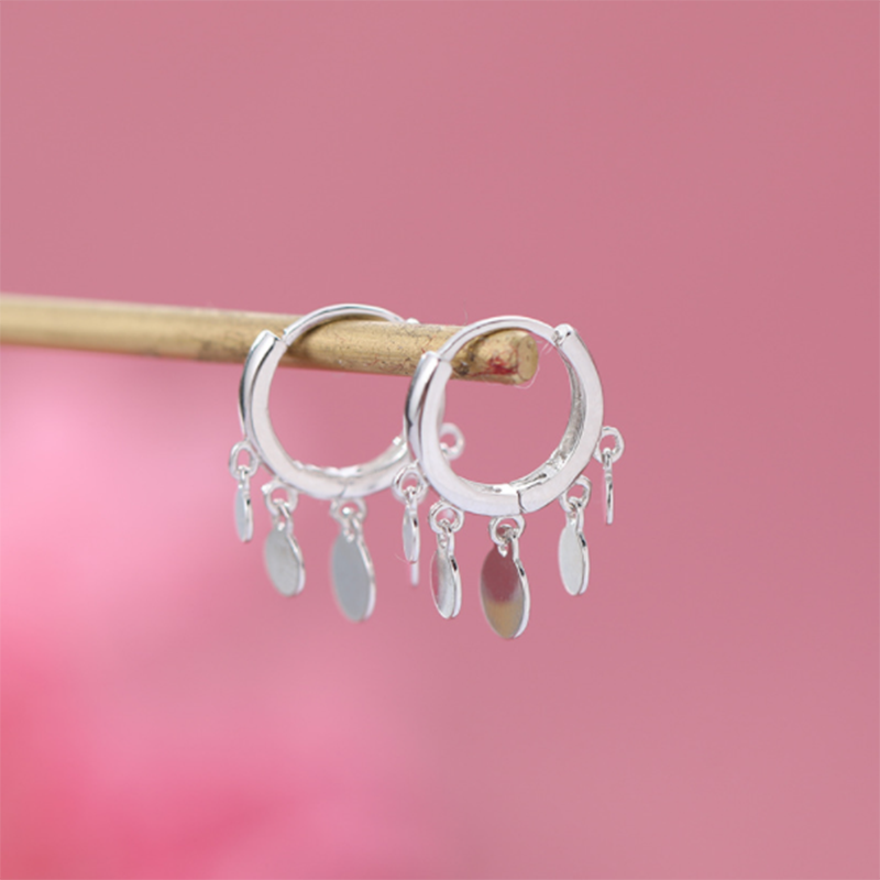 S925 sterling silver personality fashion simple five round film ear ring