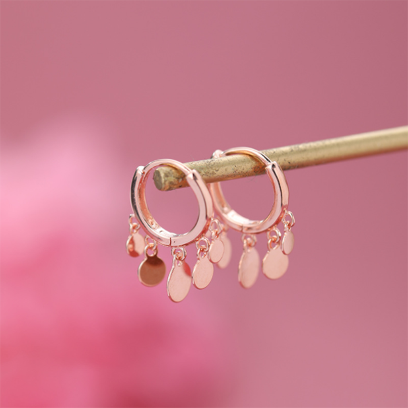 S925 sterling silver personality fashion simple five round film ear ring