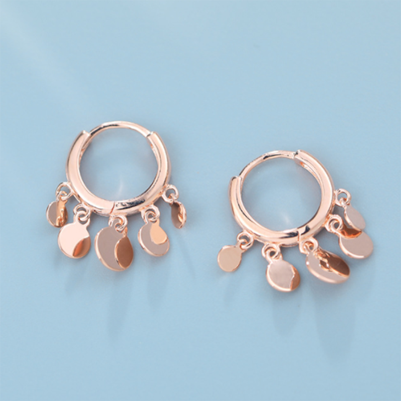 S925 sterling silver personality fashion simple five round film ear ring