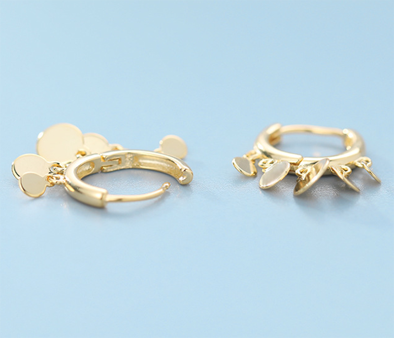 S925 sterling silver personality fashion simple five round film ear ring