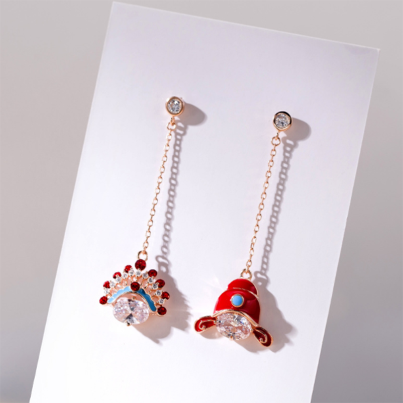 S925 sterling silver asymmetric face flower wedding earrings