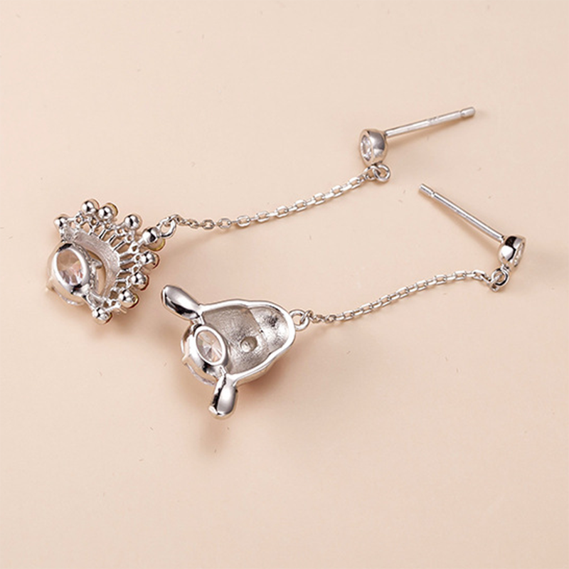 S925 sterling silver asymmetric face flower wedding earrings