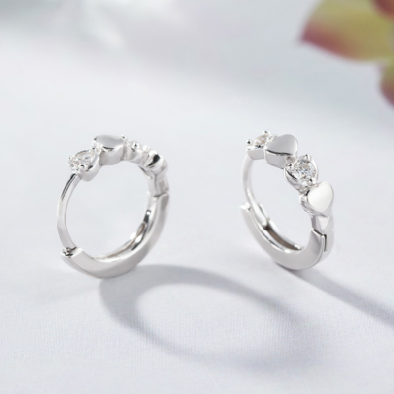 Simple Love Diamond Geometric Peach Short 925 Sterling Silver Earrings