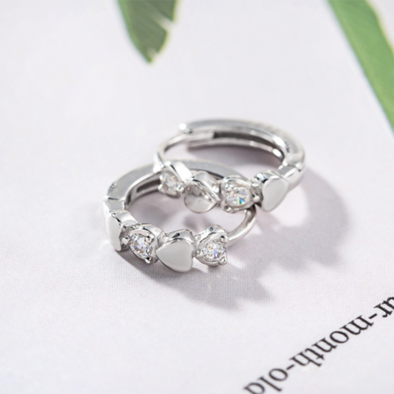 Simple Love Diamond Geometric Peach Short 925 Sterling Silver Earrings