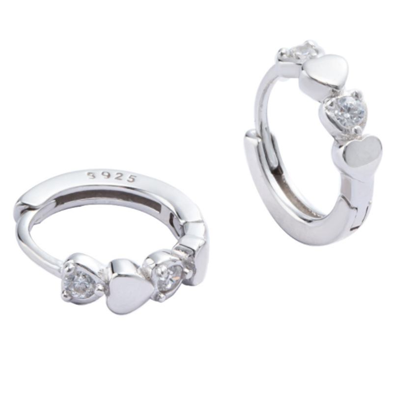 Simple Love Diamond Geometric Peach Short 925 Sterling Silver Earrings