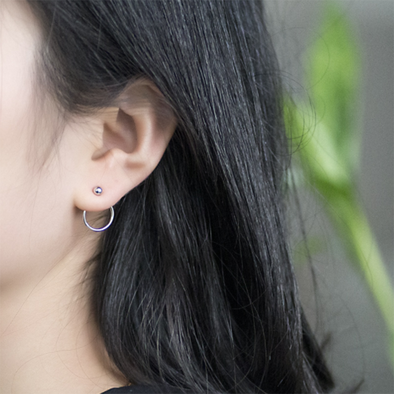 S925 Sterling Silver Peas Circle Back Hanging Stud Earrings