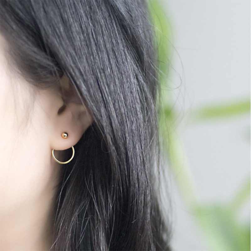 S925 Sterling Silver Peas Circle Back Hanging Stud Earrings
