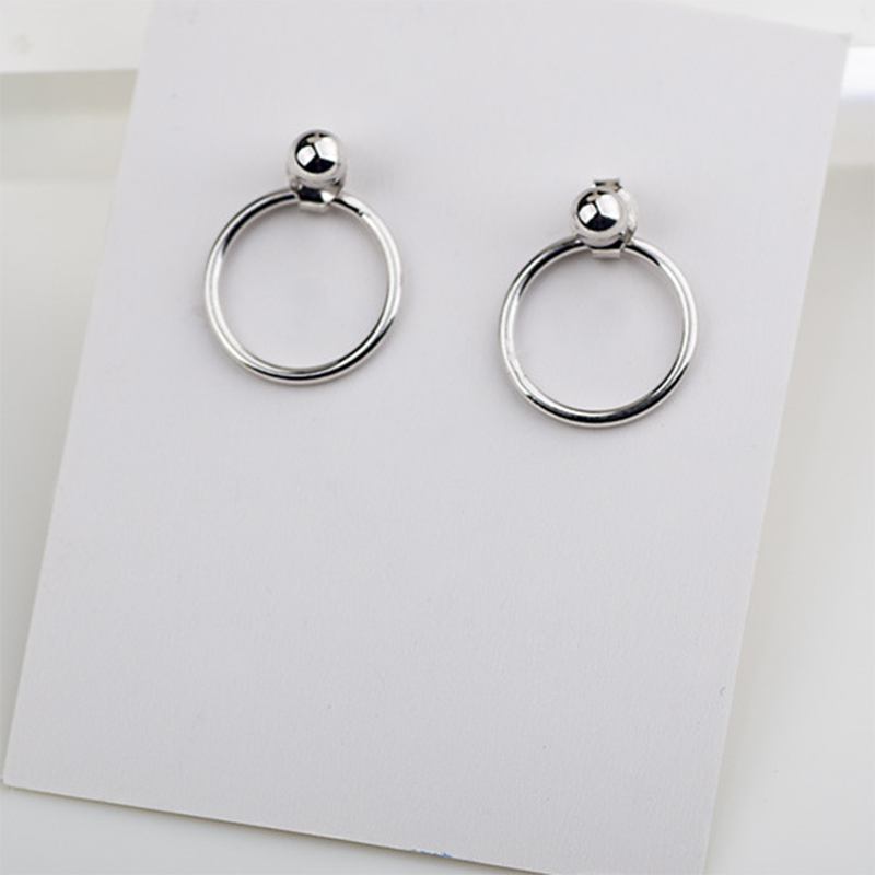 S925 Sterling Silver Peas Circle Back Hanging Stud Earrings