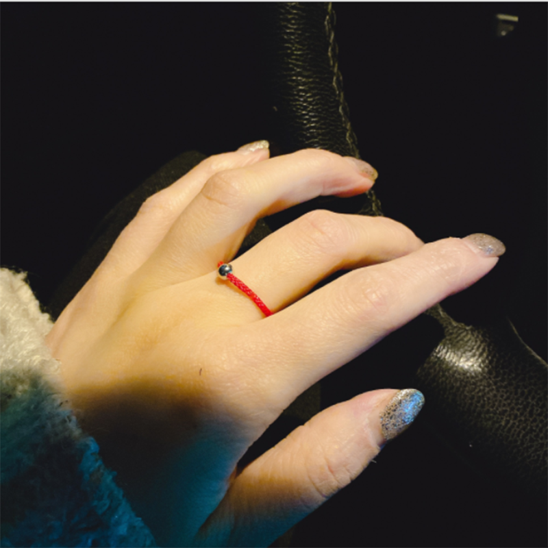 925 sterling silver lucky bead red rope ring
