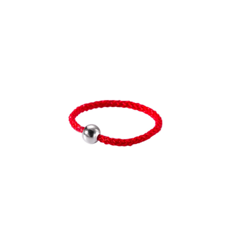 925 sterling silver lucky bead red rope ring