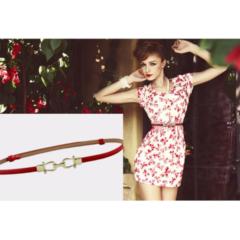 Candy-colored personality ring buckle wild ladies thin belt