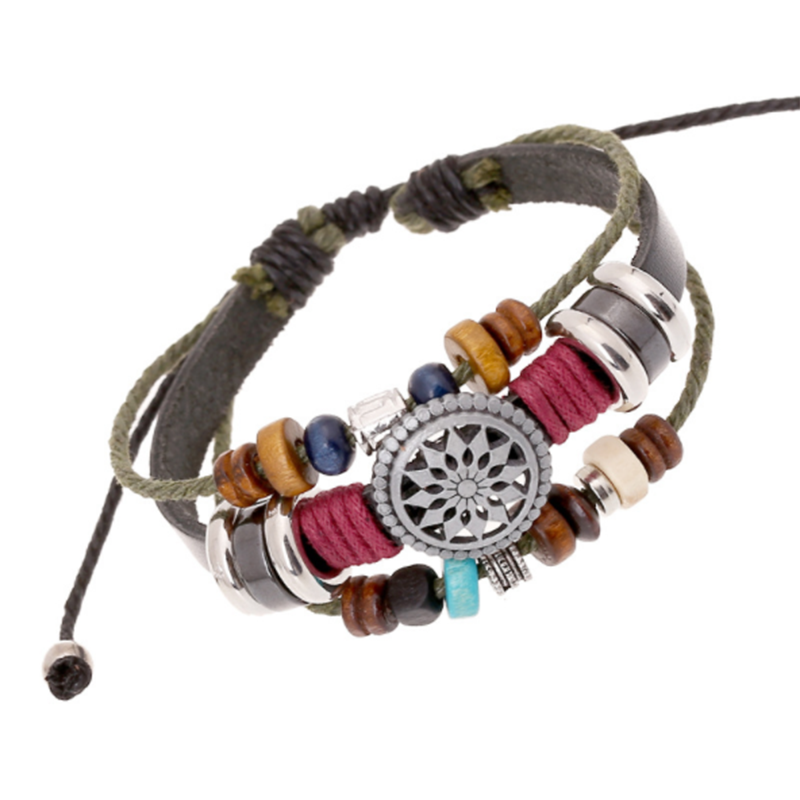 Fashionable Beaded Leather Bracelet (Men&apos;s Others)