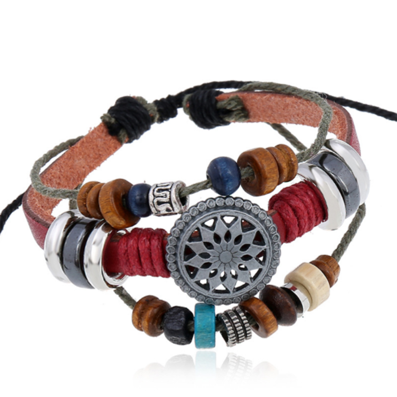 Fashionable Beaded Leather Bracelet (Men&apos;s Others)
