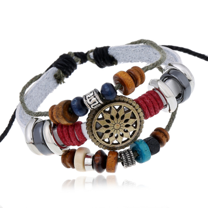Fashionable Beaded Leather Bracelet (Men&apos;s Others)
