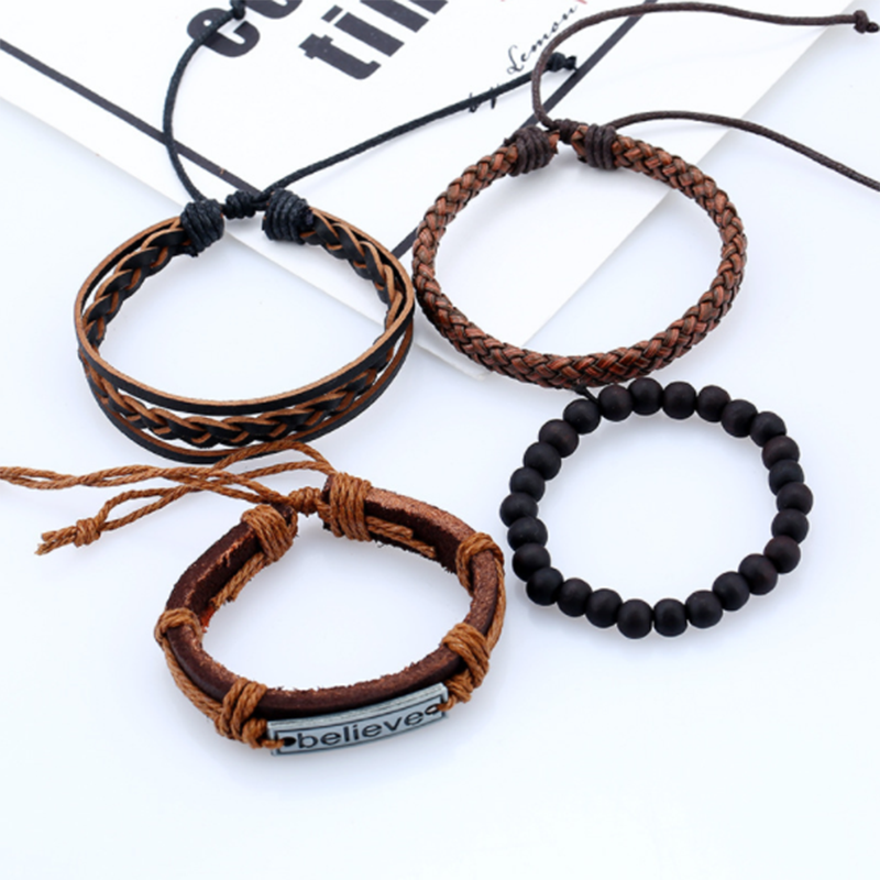 European and American vintage woven diy leather bracelet (men&apos;s others)