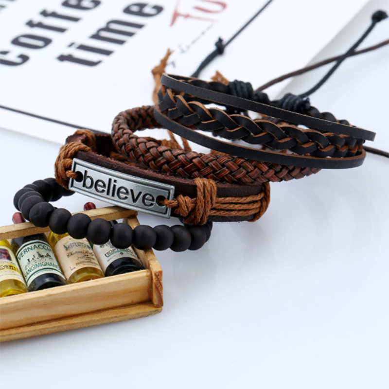 European and American vintage woven diy leather bracelet (men&apos;s others)