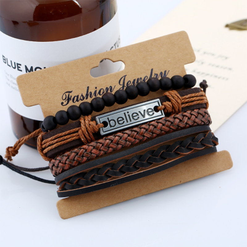 European and American vintage woven diy leather bracelet (men&apos;s others)