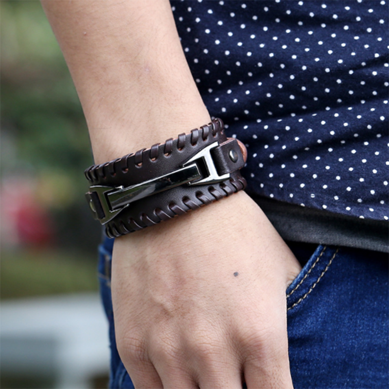 Punk Men&apos;s Woven Leather Bracelet (Men&apos;s Others)