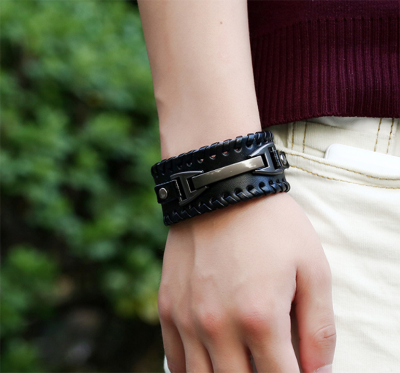 Punk Men&apos;s Woven Leather Bracelet (Men&apos;s Others)