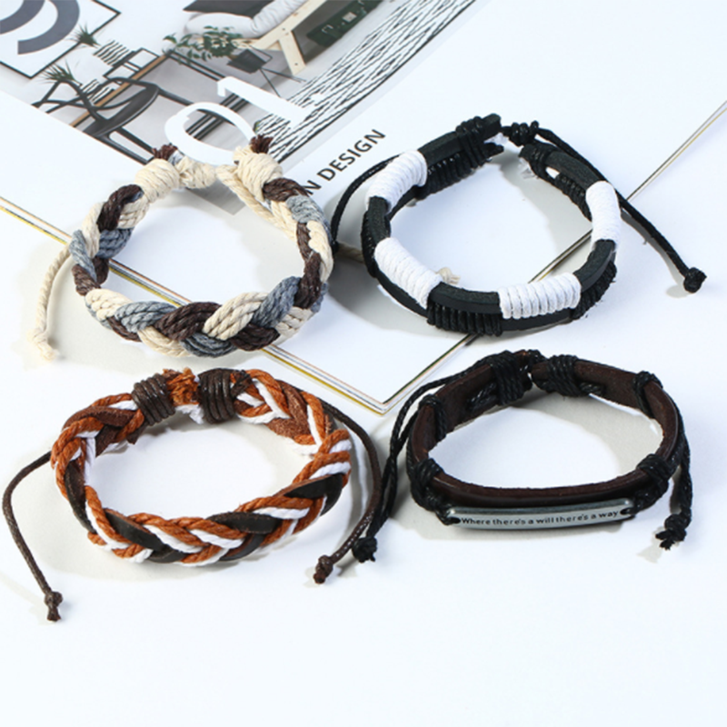 Simple diy retro woven leather men&apos;s multi-layer bracelet (men&apos;s other)