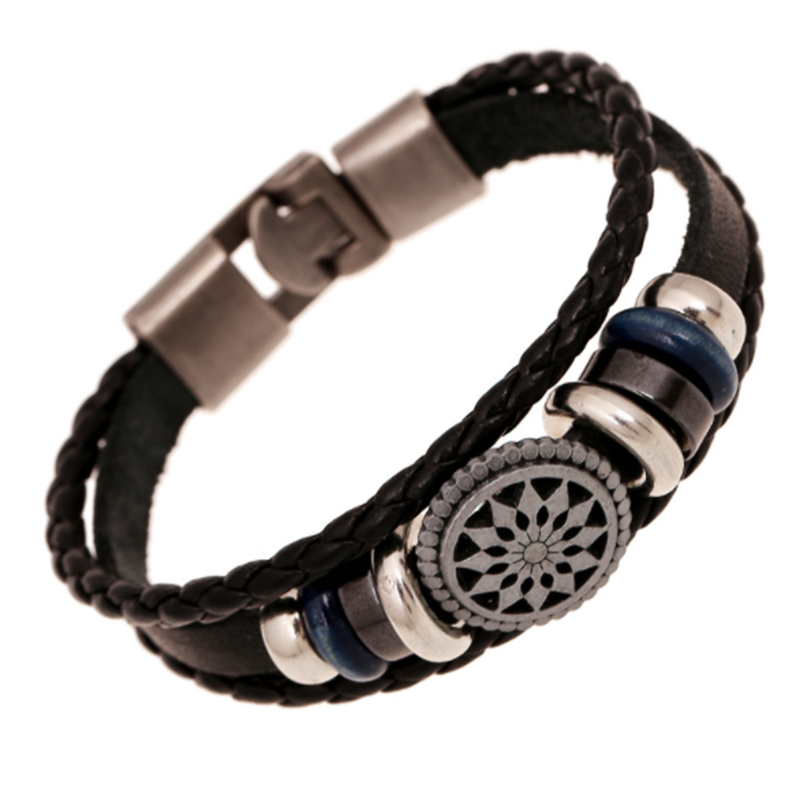 European and American new style buckle men&apos;s leather woven vintage bracelet (men&apos;s other)