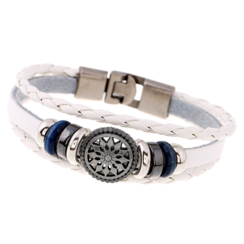 European and American new style buckle men&apos;s leather woven vintage bracelet (men&apos;s other)