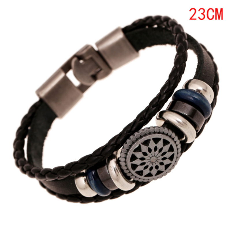 European and American new style buckle men&apos;s leather woven vintage bracelet (men&apos;s other)