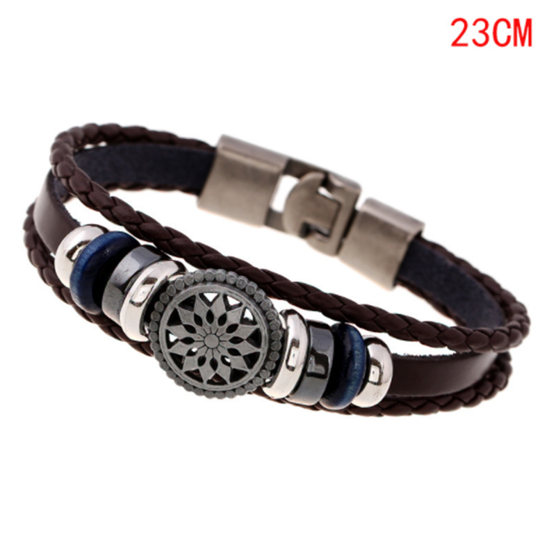 European and American new style buckle men&apos;s leather woven vintage bracelet (men&apos;s other)