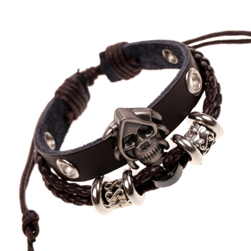 European and American new skull woven leather bracelet (men&apos;s other)