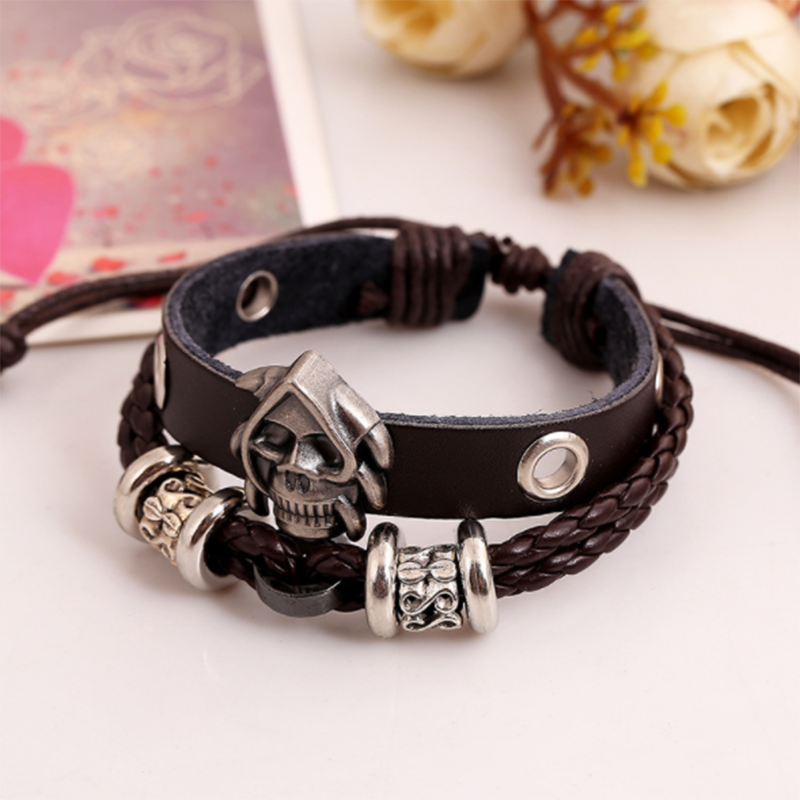 European and American new skull woven leather bracelet (men&apos;s other)