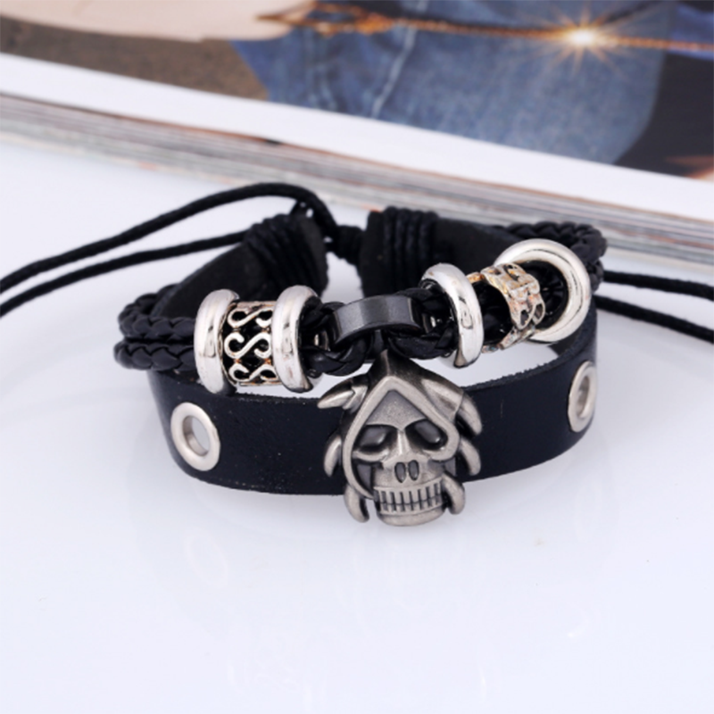 European and American new skull woven leather bracelet (men&apos;s other)