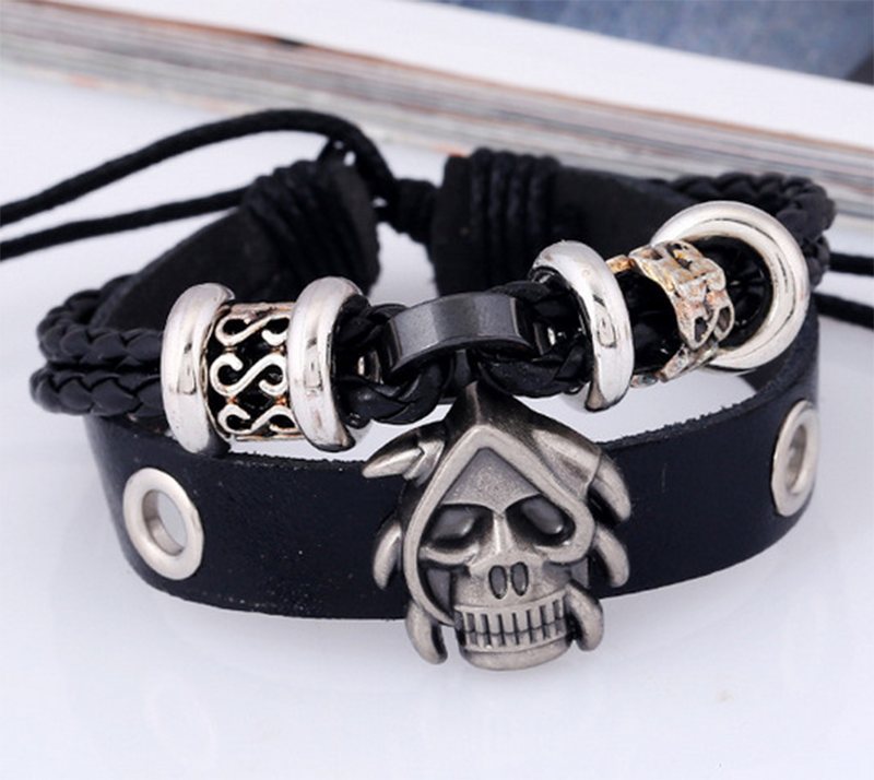 European and American new skull woven leather bracelet (men&apos;s other)