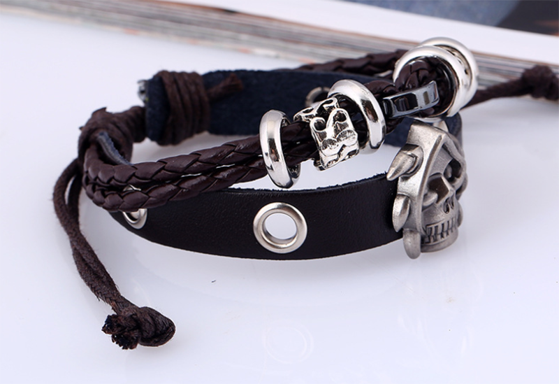 European and American new skull woven leather bracelet (men&apos;s other)