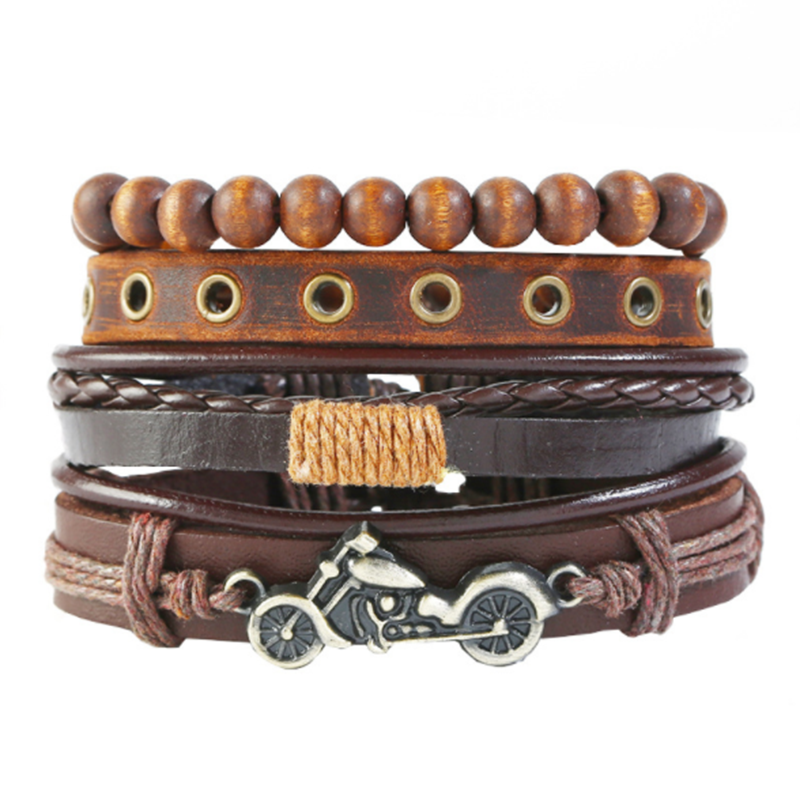 New Vintage Woven 4-Piece Cowhide Bracelet (Men&apos;s Other)