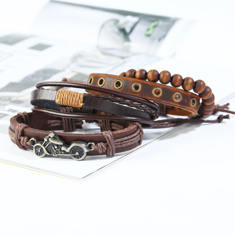 New Vintage Woven 4-Piece Cowhide Bracelet (Men&apos;s Other)