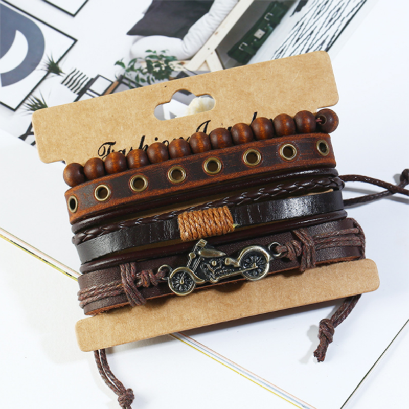 New Vintage Woven 4-Piece Cowhide Bracelet (Men&apos;s Other)