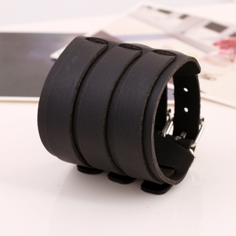 Punk Wide Leather Cowhide Bracelet (Men&apos;s Other)