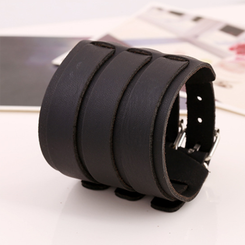 Punk Wide Leather Cowhide Bracelet (Men&apos;s Other)