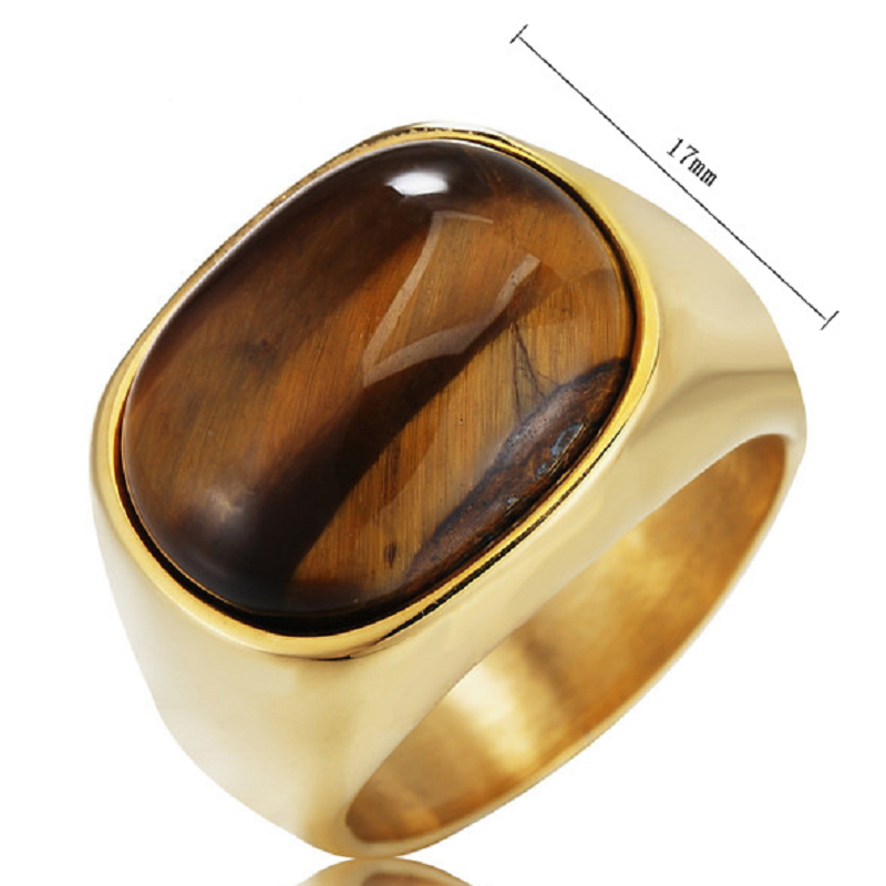 European and American personalized jewelry popular tiger eye gem men&apos;s titanium steel ring