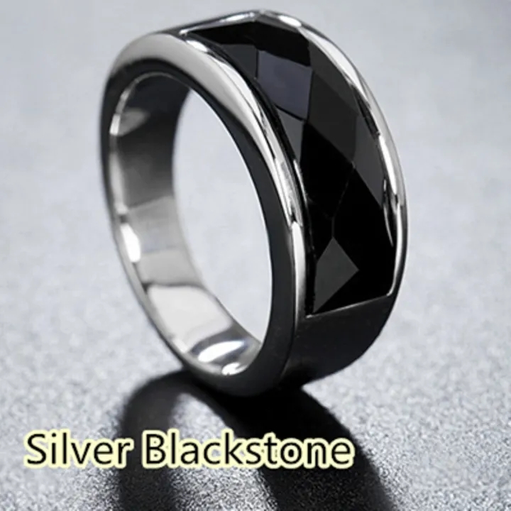 European and American personalized jewelry Vintage men&apos;s diamond titanium steel ring