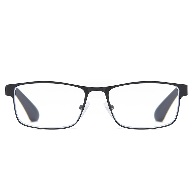 Men square anti-blue reading glasses women fashion  ultralight metal universal reading glasses Black