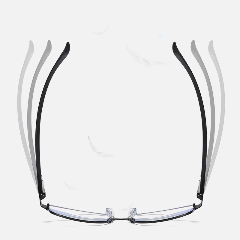 Men square anti-blue reading glasses women fashion  ultralight metal universal reading glasses Black
