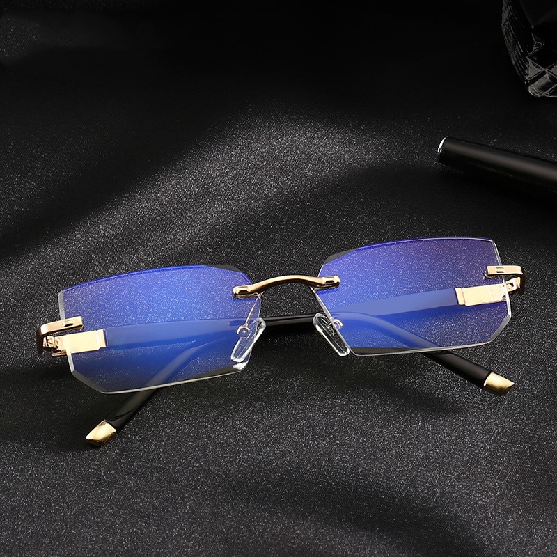 New anti-blue light frameless reading glasses, metal reading glasses  Gold