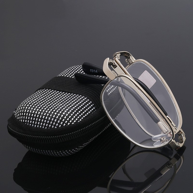 Fashionable portable folding optical glass reading glasses general metal reading glasses Silver
