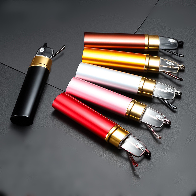 Reading Glasses for Women Men Pen Holder Glasses Case Metal Frame +1 1.5 2.0 2.5 3 3.5 4 Diopters