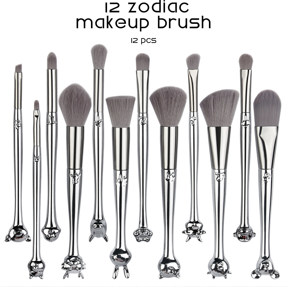 12 sets of 12 zodiac makeup brushes silver makeup tools