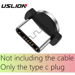 USLION UCM Magnetic USB Cable For iPhone 12 11 Xiaomi Samsung Type C Cable LED Fast Charging Data Charge Micro USB Cable Cord Wire Only Type C Plug 1m