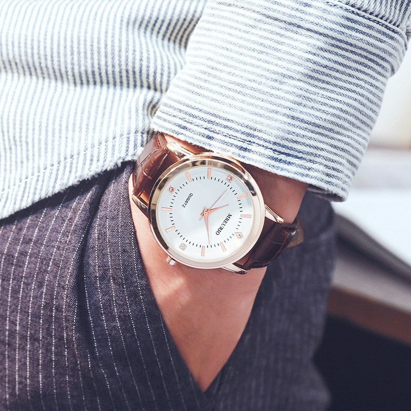 2Pcs/set Couples watches fashion men and women leather belt quartz wrist couple watche watchs ladies