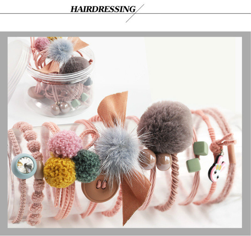 10 PCS/SET Decor hairs rings fashon hair ropes rubber band human hair accessories hair clips hair