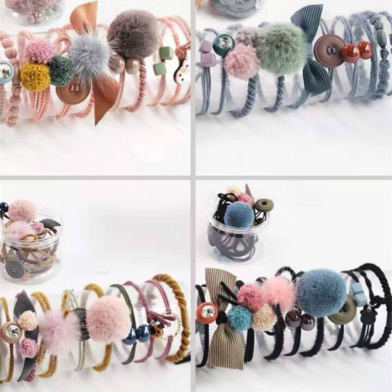 10 PCS/SET Decor hairs rings fashon hair ropes rubber band human hair accessories hair clips hair